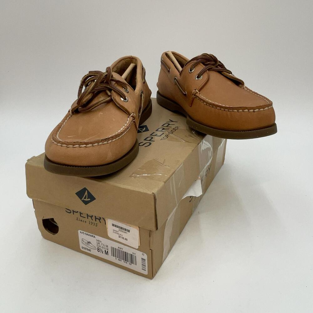 Sperry A/O Sahara Boat Shoes Mens Size 8.5 M Brown Leather Deck Non Slip Casual